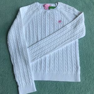 Lilly Pulitzer White Cable Crewneck